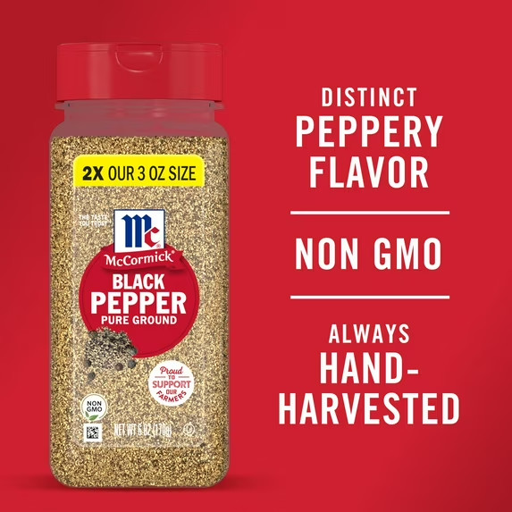 McCormick Pure Ground Black Pepper, 6 oz ( 3 Pack )
