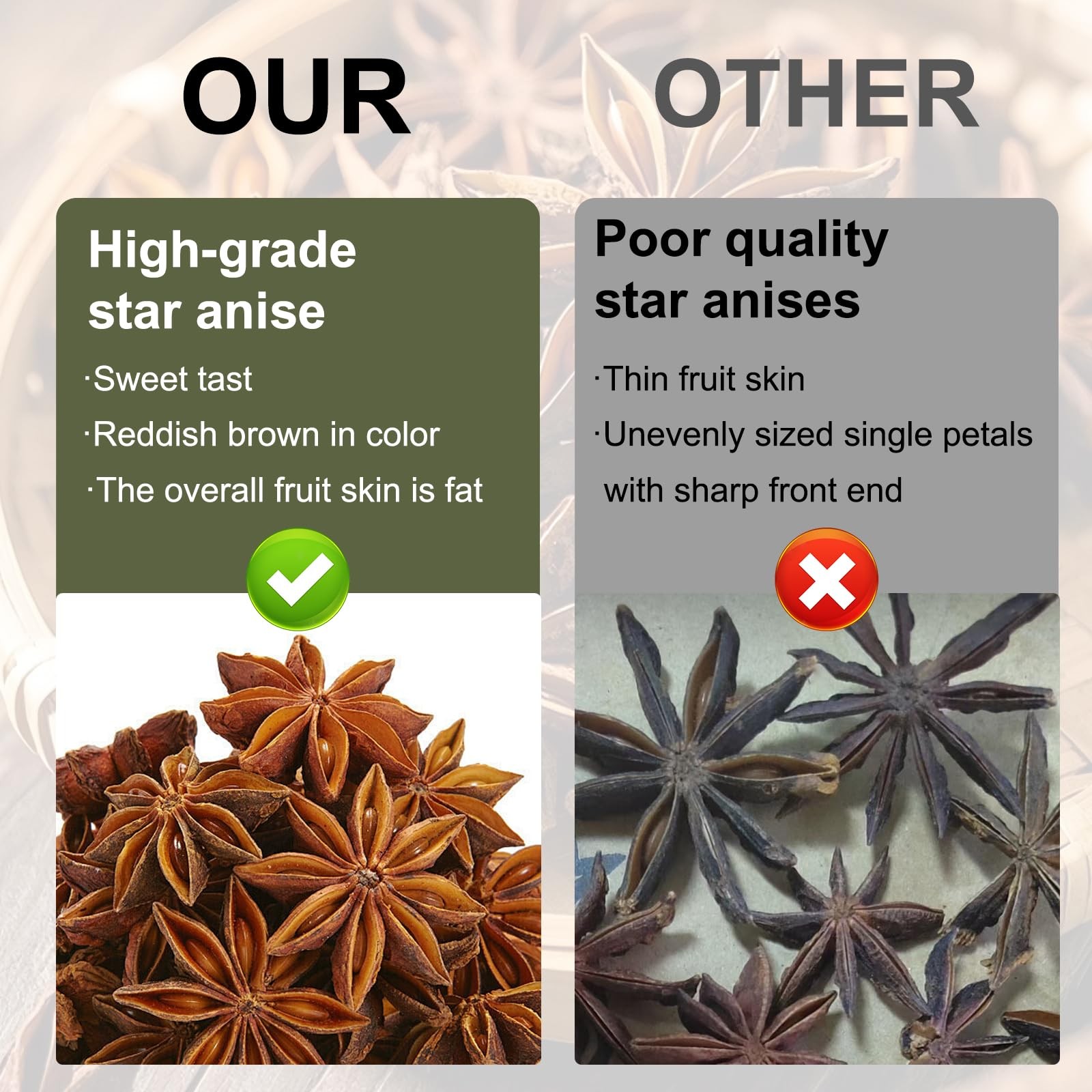 Kah’s Journey Star Anise Whole 16 oz for Cooking, Baking, or Brewing 16oz