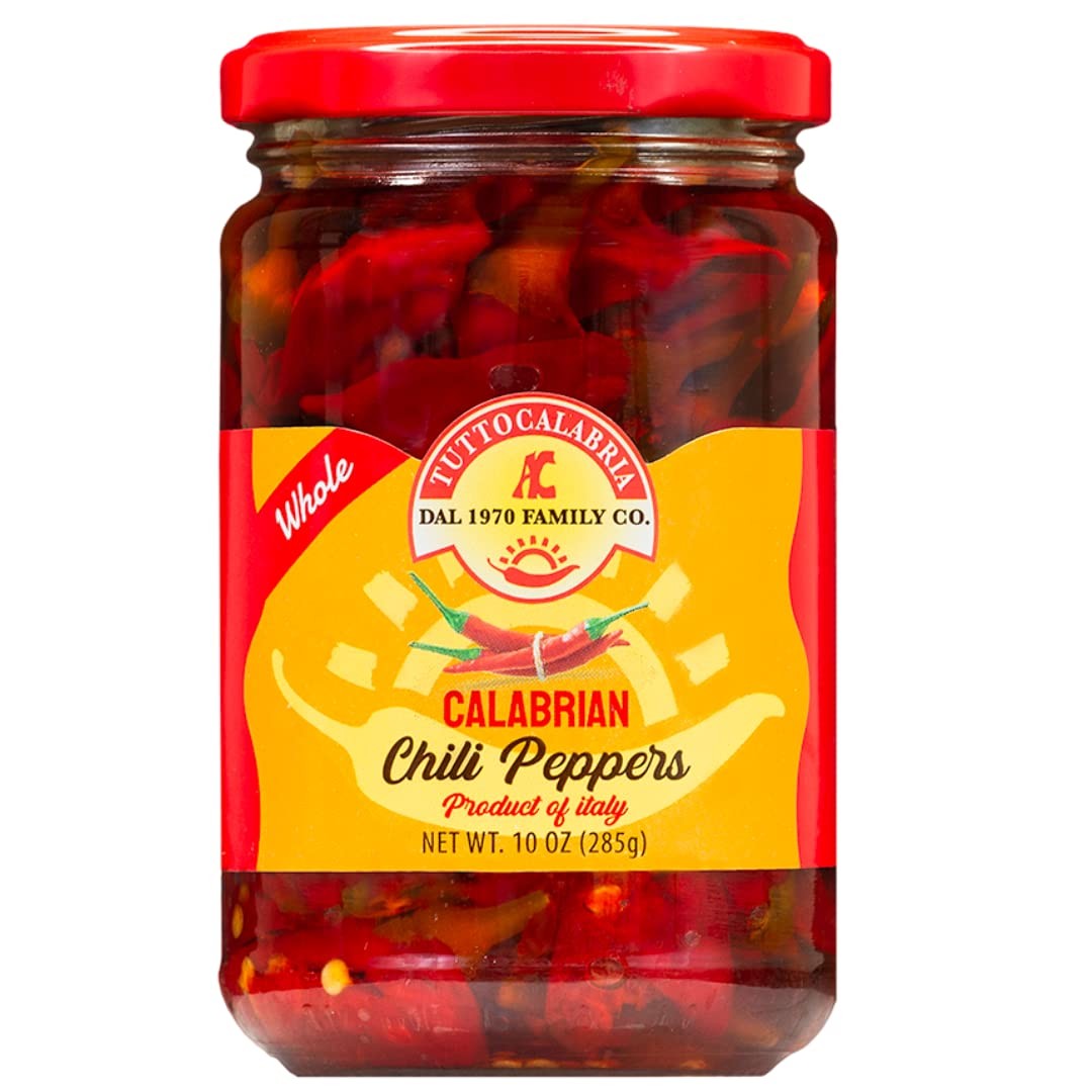 Calabrian Chili Peppers, Whole, All Natural, Non-GMO, Original, Product of Italy