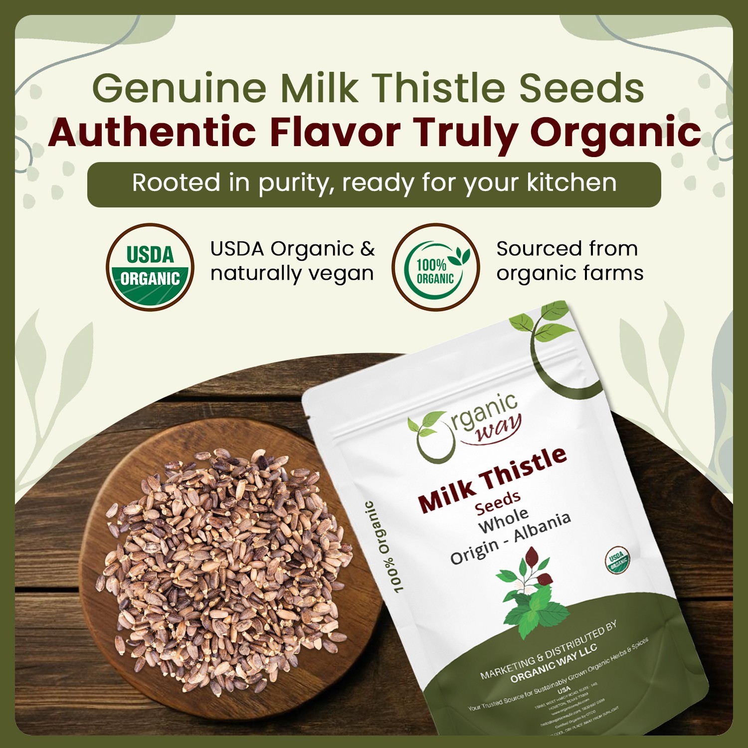 Organic Way Whole Milk Thistle Seeds – Organic, Kosher & USDA Certified