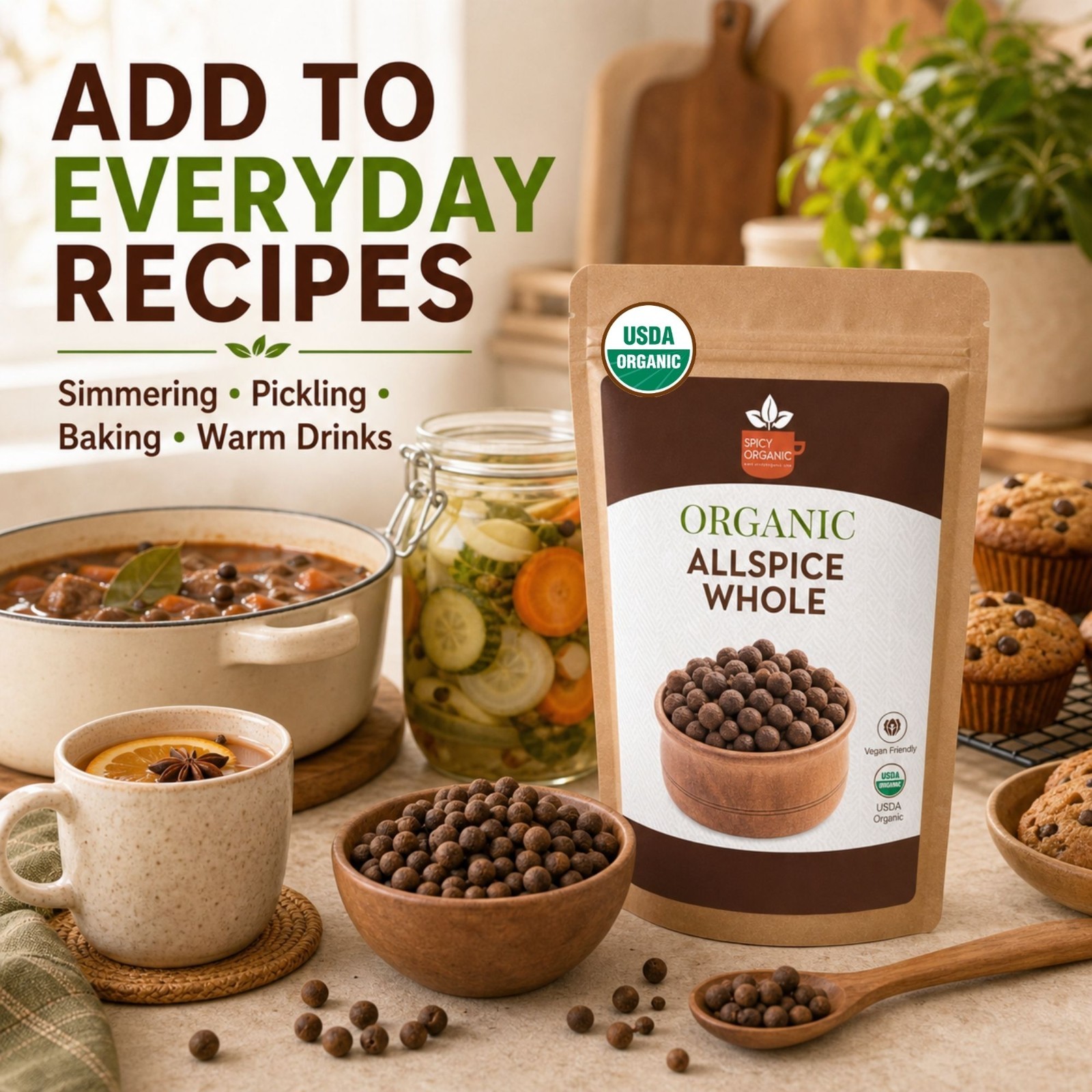 Spicy Organic Allspice Whole 8 oz | USDA Organic