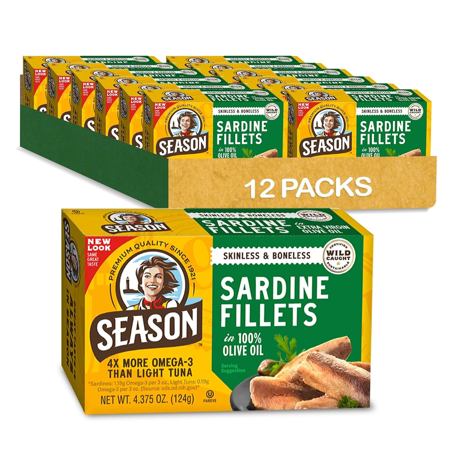 (Pack of 12) Seasons Sardine Club in Oil Natural Seafood 4.375 Oz