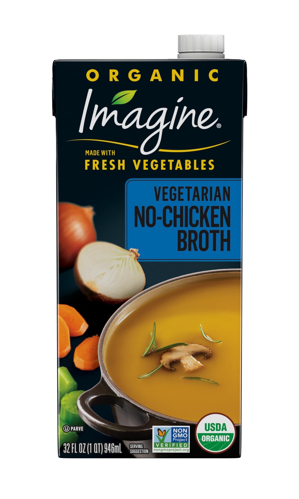 Imagine Organic Vegetarian No-Chicken Broth, 32 fl oz (Pack of 6)