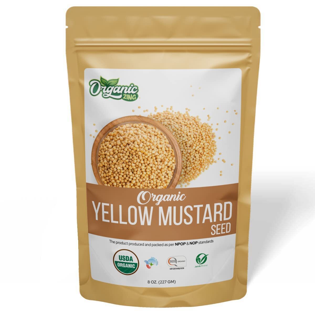 Organic Zing Yellow Mustard Seed, USDA Organic – [227g / 8 Oz – 454g/16 oz]