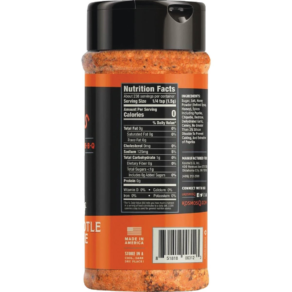 Kosmos Q 12.6 Oz. Honey Chipotle Killer Bee Chipotle Meat Rub Rub-KBC-SHK KOSMOS
