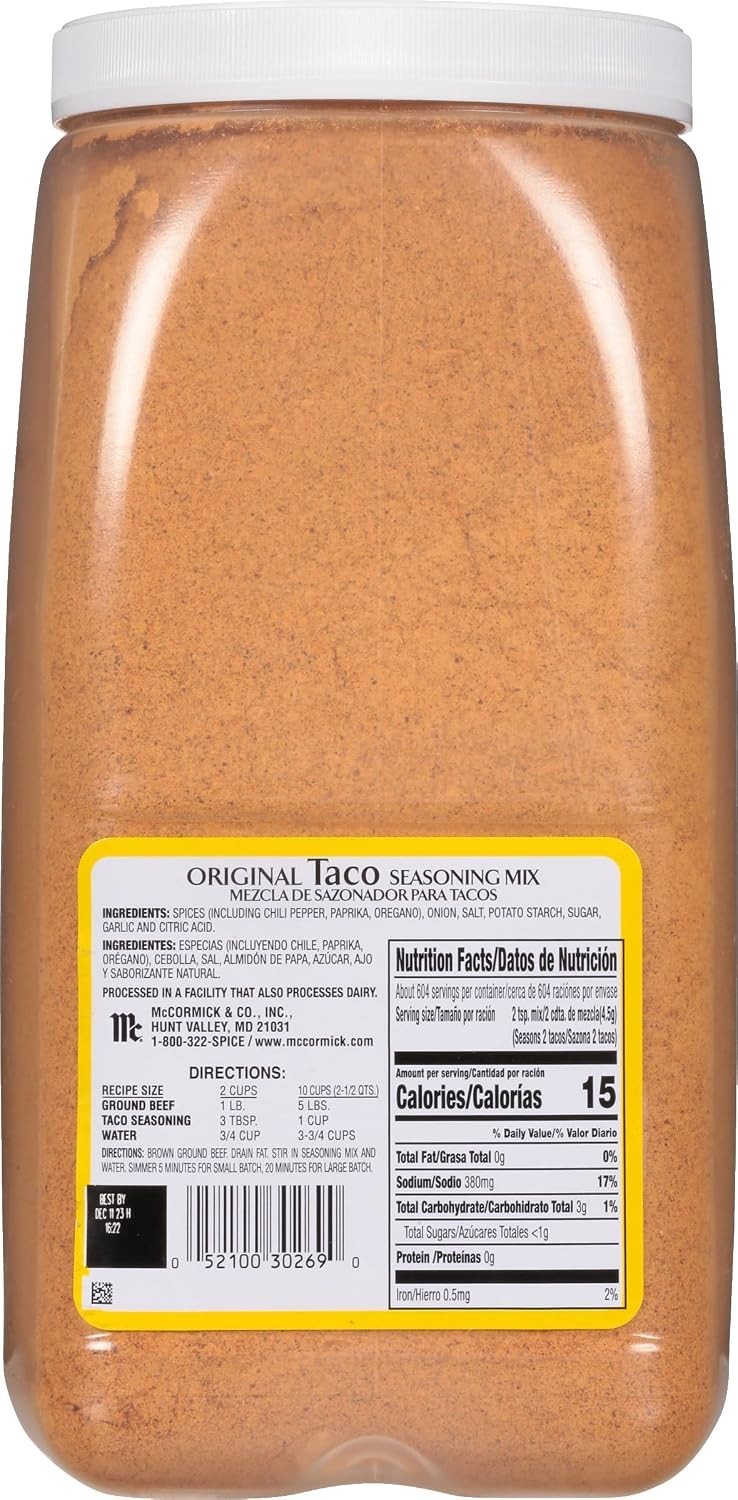 Taco Seasoning Mix, 6 lb – Six Pound Container of Taco Seasoning Mix, Best fo…