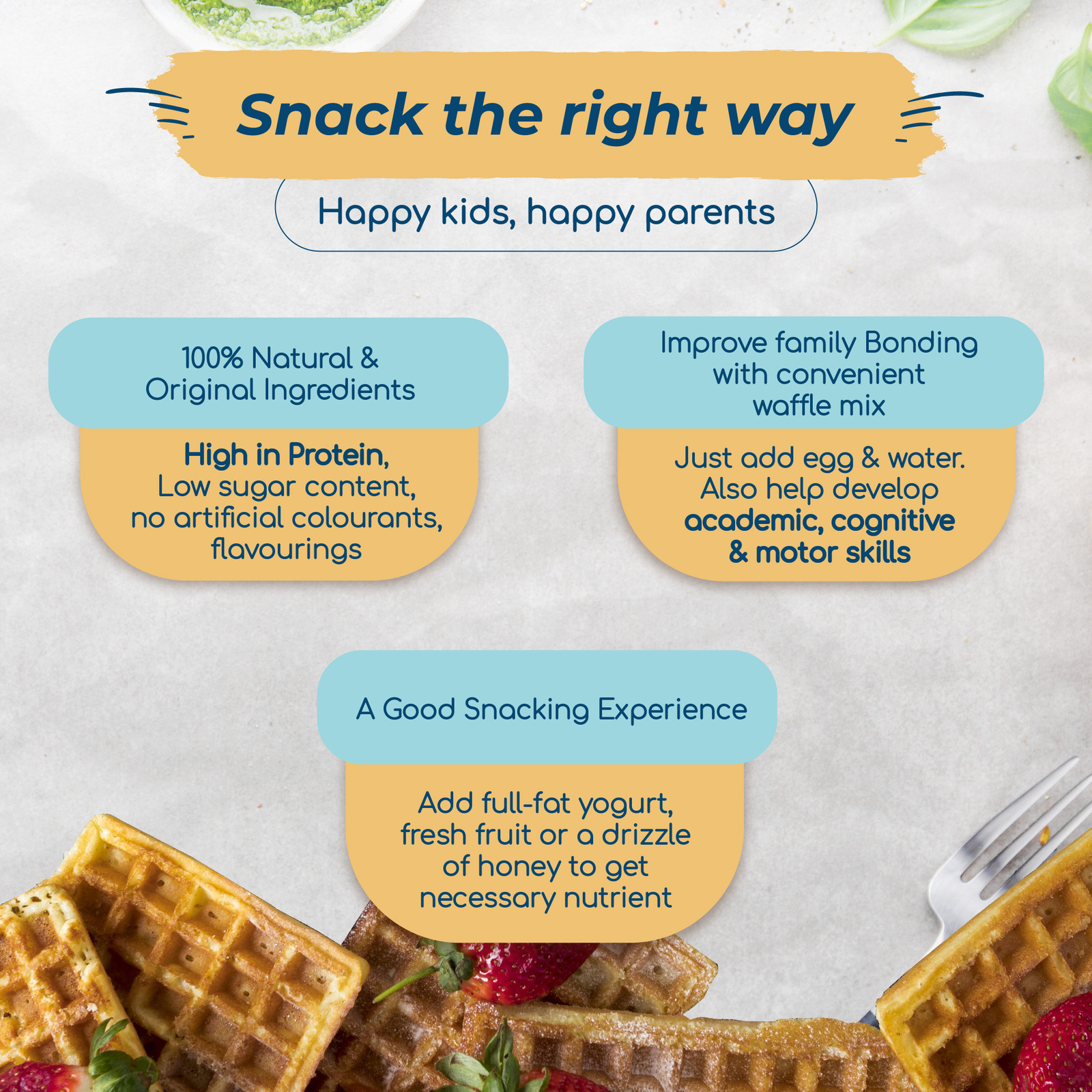 2x HEXA Waffle Mix No Sugar Snacks For Kids 10.6oz. Add Yogurt, Fruits, Honey
