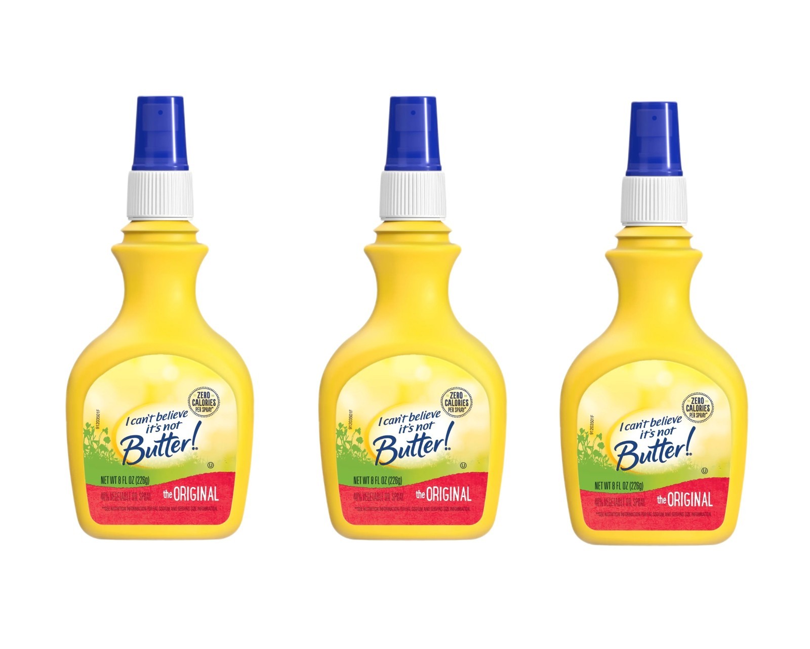 3 Pack I Can’t Believe It’s Not Butter! Original Spray Size 8oz Bottles Zero Cal