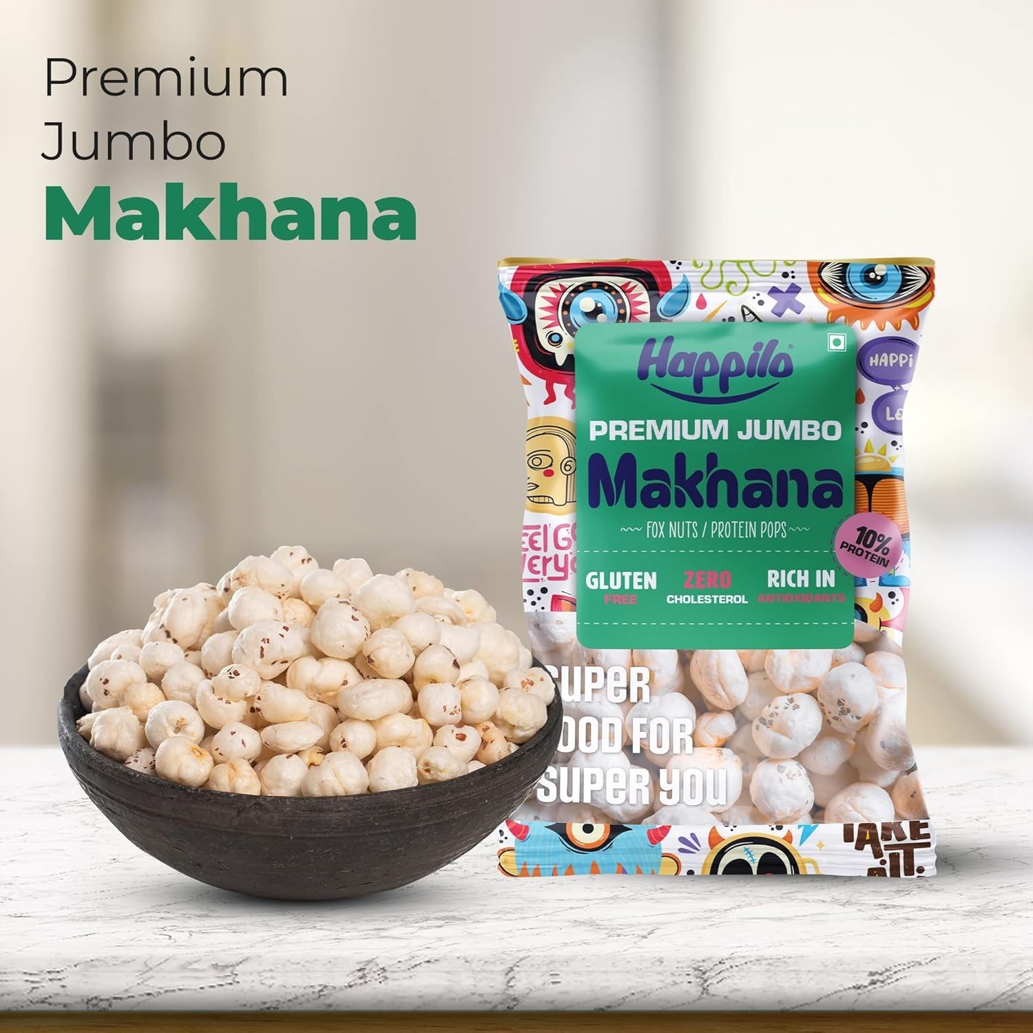 Happilo Premium Jumbo Fox Nuts (Phool Makhana) 100g | Free Delivery 7-10 Days