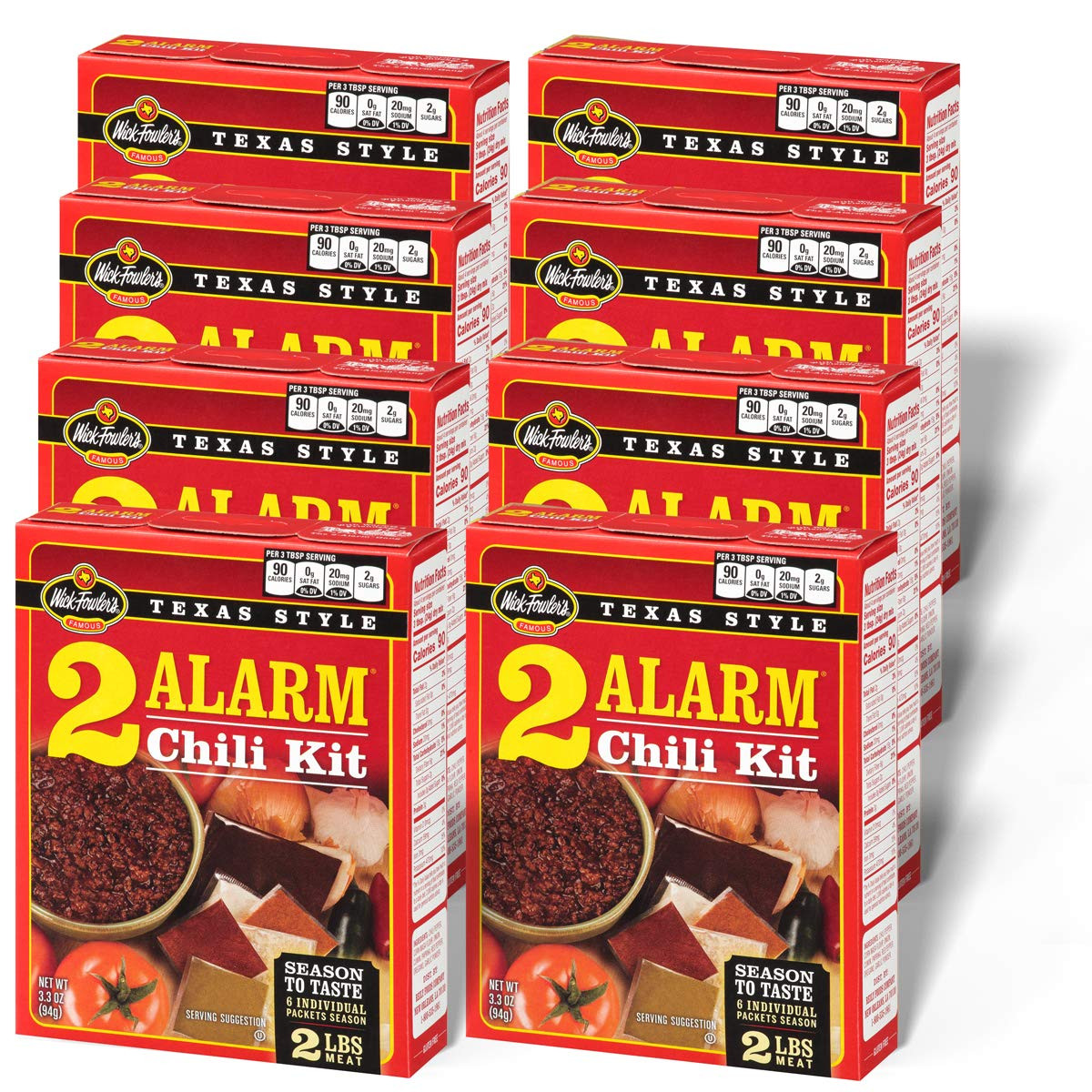 Texas Style Chili Seasoning Mix 2 Alarm Spices Kit Gluten Free 8 Pack