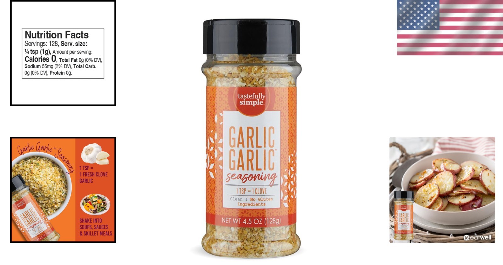 Flavorful Garlic Seasoning 3×4.5oz – Gluten-Free, All-Natural, Universal Cuisine