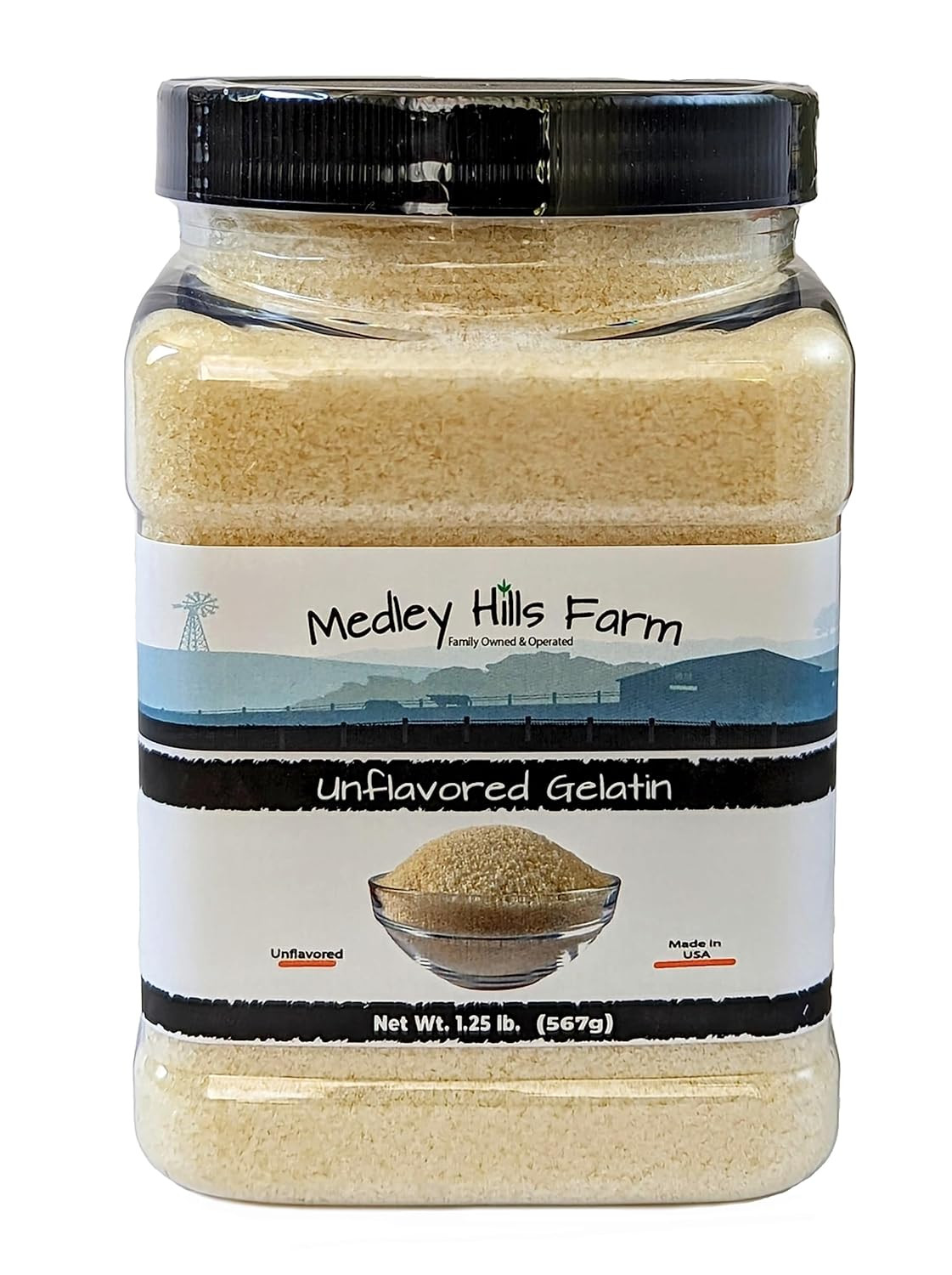 Unflavored Gelatin by 1.25 lbs. in Reusable Container – Gelatin powder unflavor