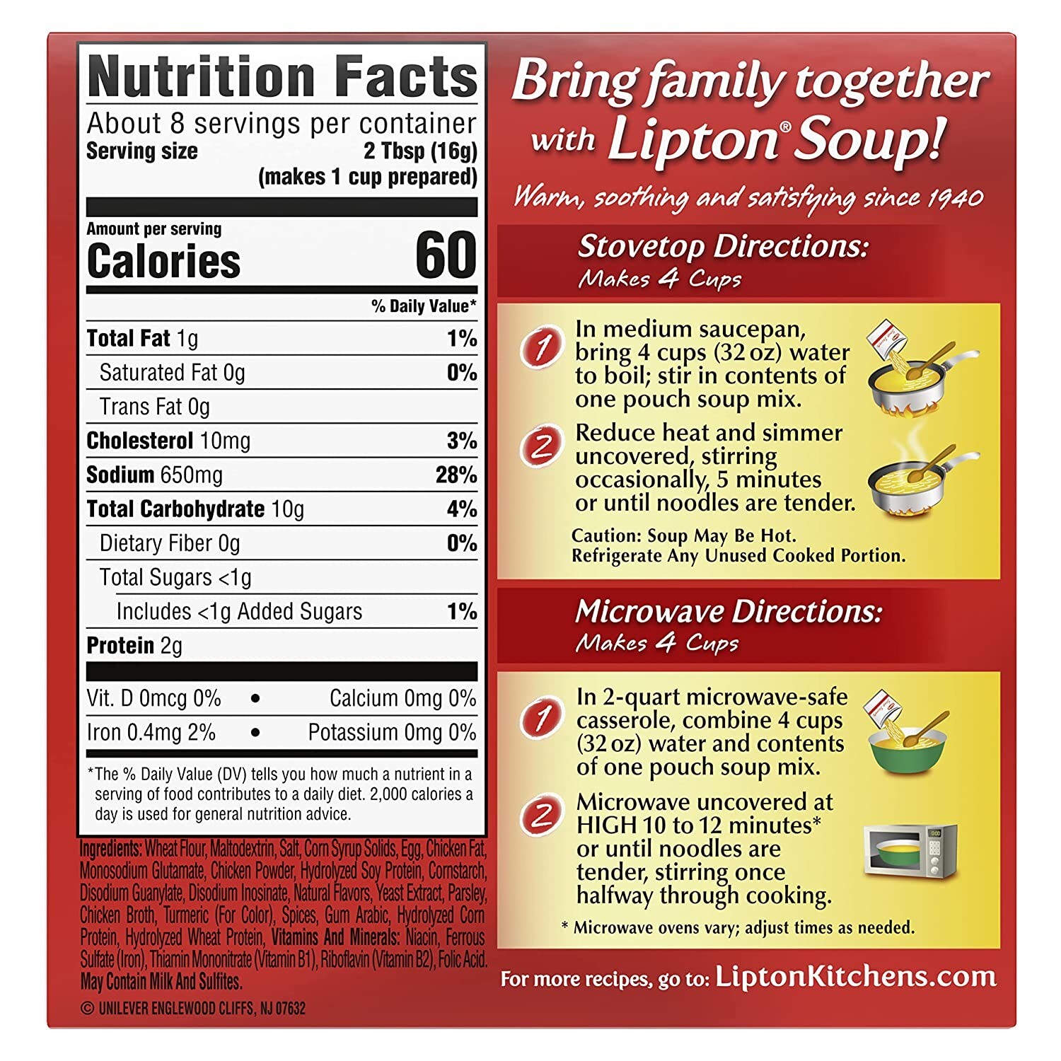 Lipton Soup Secrets Instant Soup Mix Made With Real Chicken 4.5 oz, Pack of 3