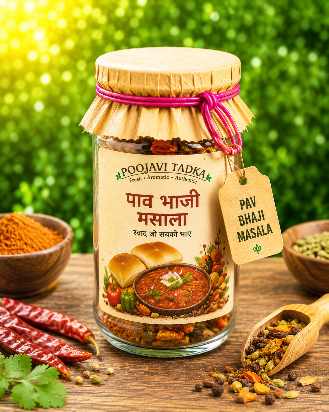 Poojavi Tadka Pav Bhaji Masala – 100g 🌶️