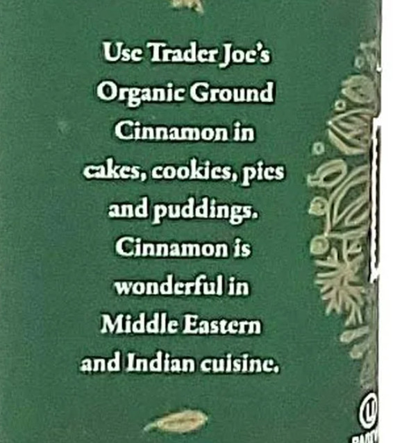 2 Pack Trader Joe’s Organic Ground Cinnamon Spices of the World 1.5 oz ea Jar