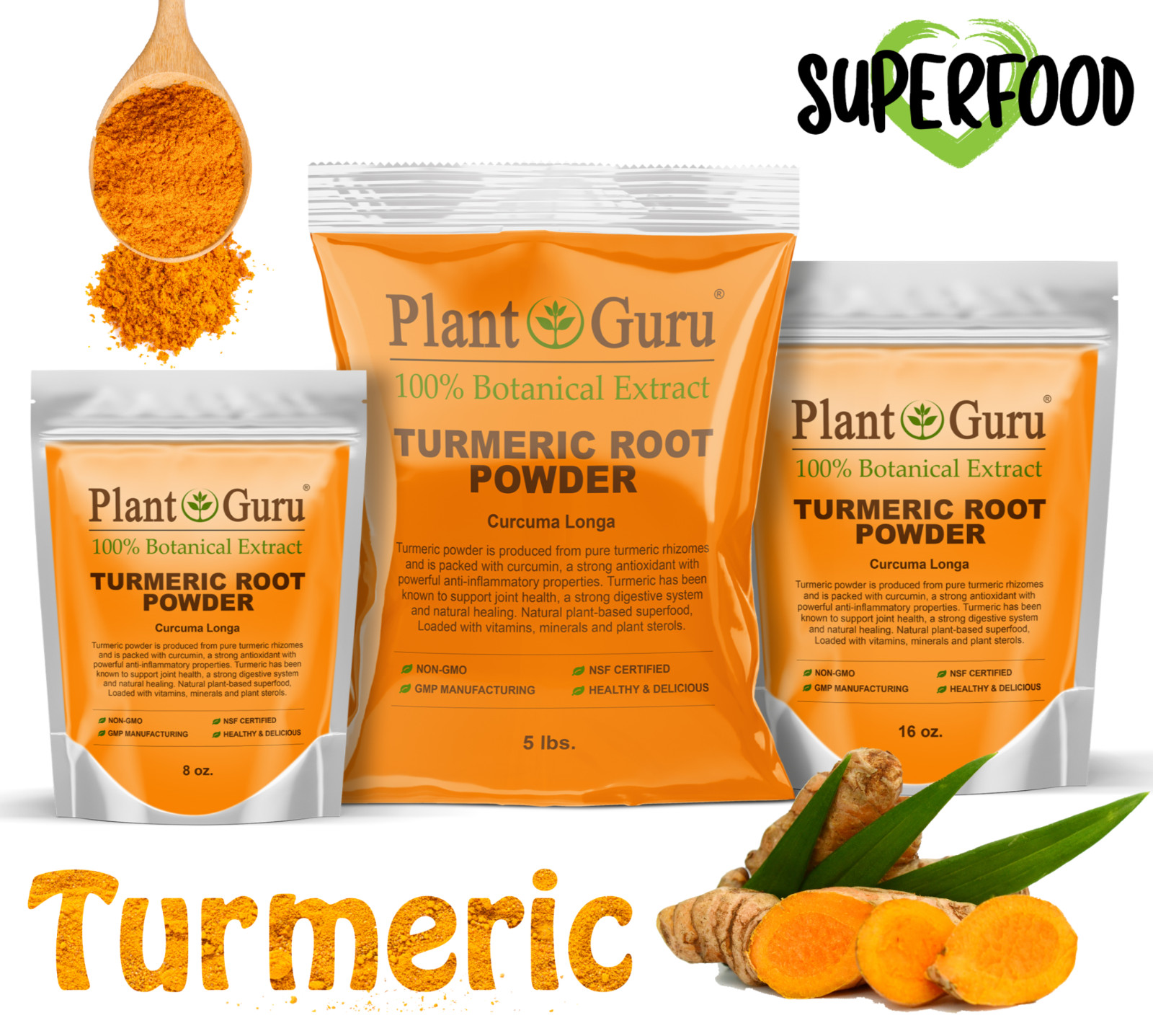 Turmeric Root Powder 2lb. Curcumin Curcuma Longa Pure Raw Natural Tumeric Spice