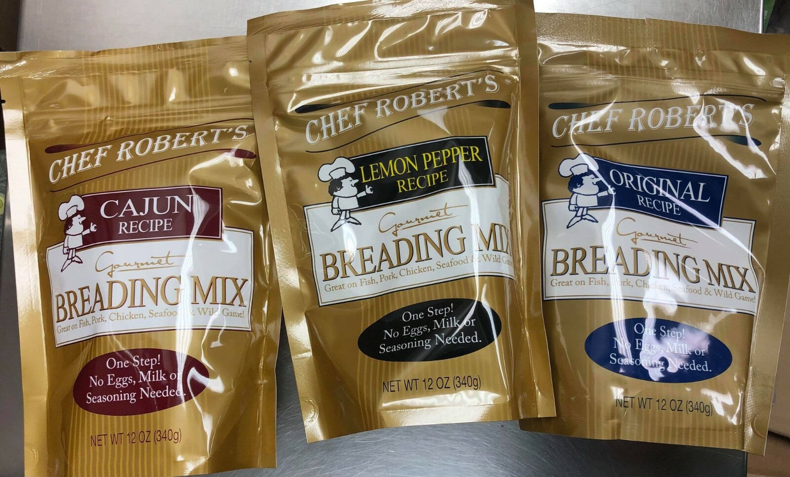 3 pack CHEF ROBERTS GOURMET BREADING MIX 12oz. original lemon pepper cajun