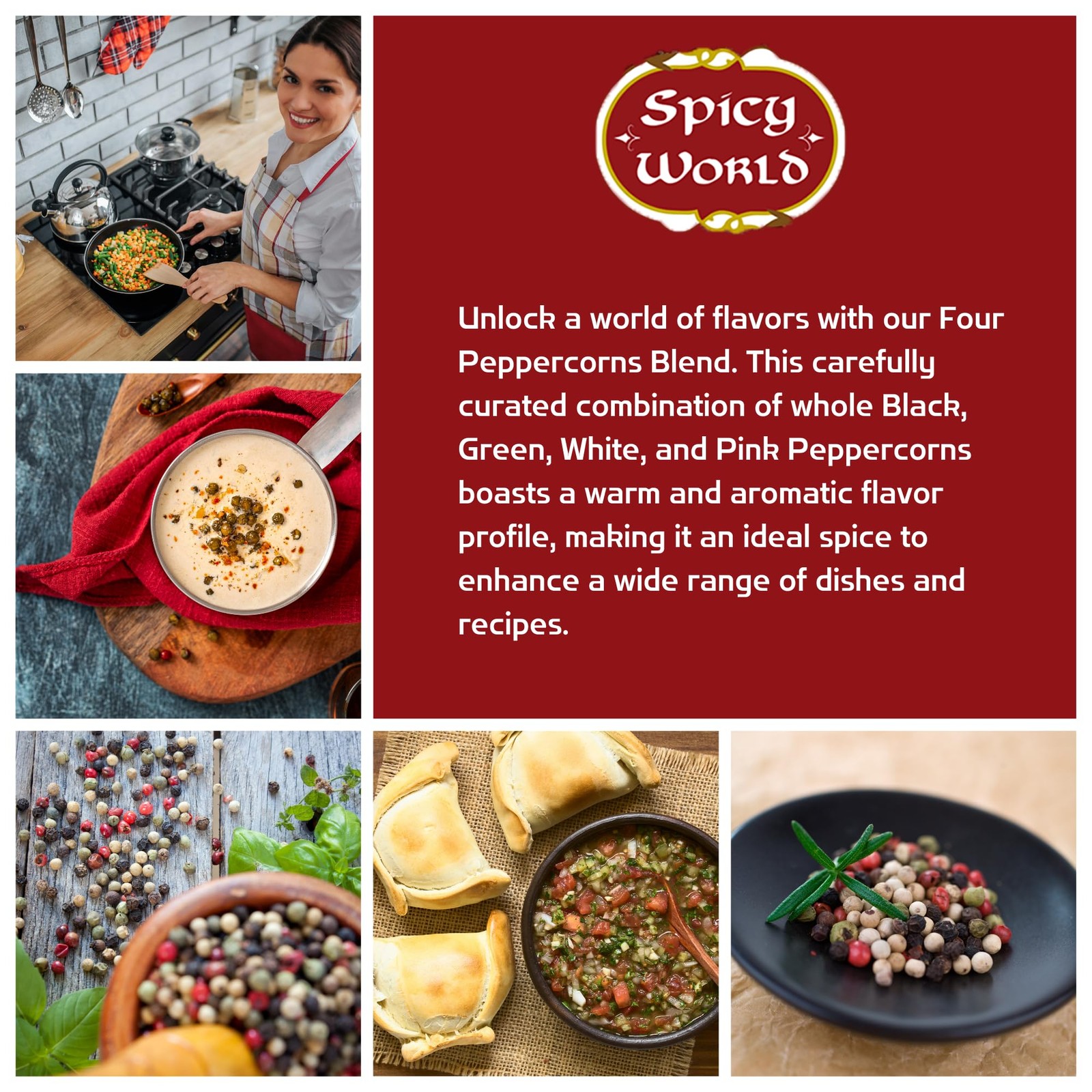 Spicy World Four Peppercorn Rainbow Blend in Resealable 8 Ounce (Pack of 1)