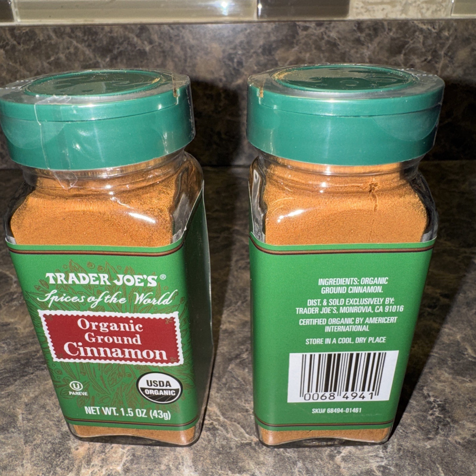 2 Pack Trader Joe’s Organic Ground Cinnamon Spices of the World 1.5 oz ea Jar