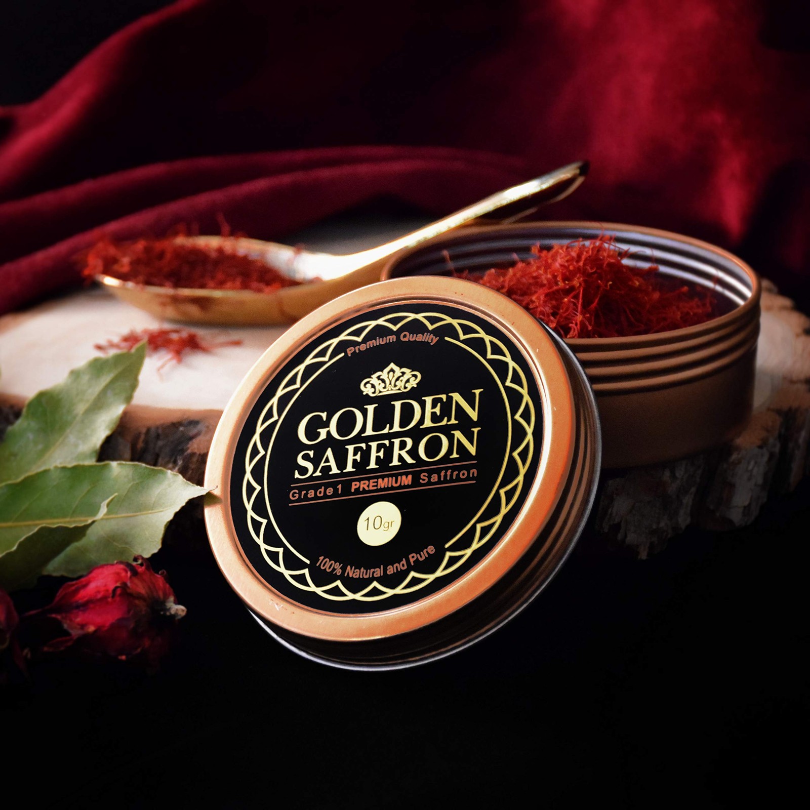 Golden Saffron, Finest Pure Premium All Red Saffron Threads, Grade A+ Super