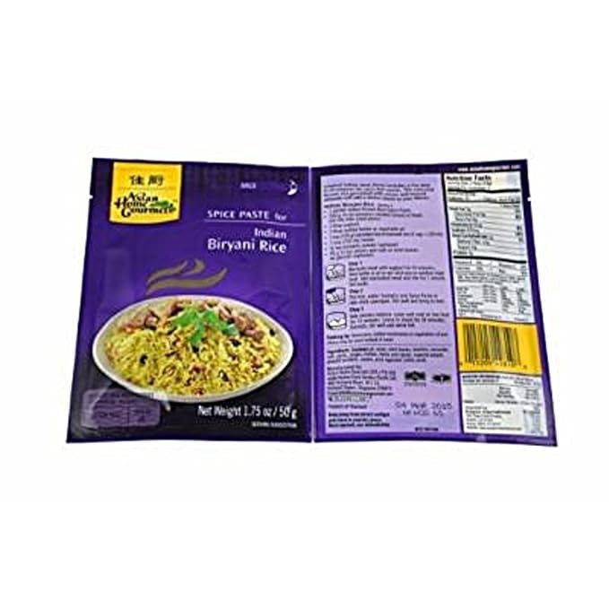 Asian Home Gourmet. Spice Paste for Indian Biryani Rice. 50g. Pack of 1.