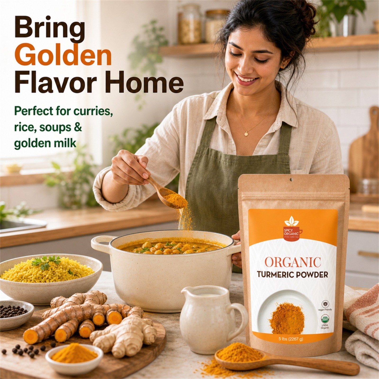 Spicy Organic Turmeric Powder 2 lbs | USDA Organic