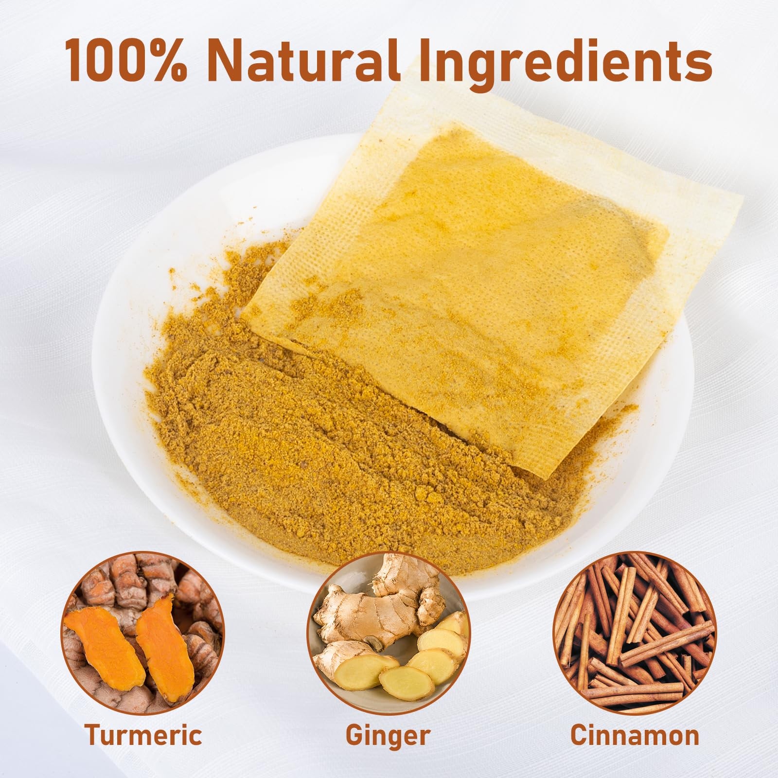 Turmeric Ginger Cinnamon Tea Bags, Pure Natural 60 Bags/1 Pack