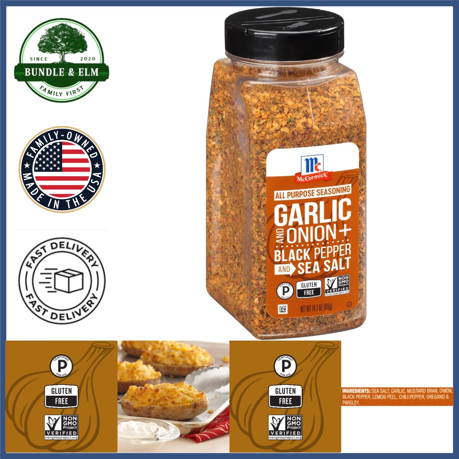 Essential Spice Mix with Garlic, Onion and Black Pepper for Flavor Enhancing