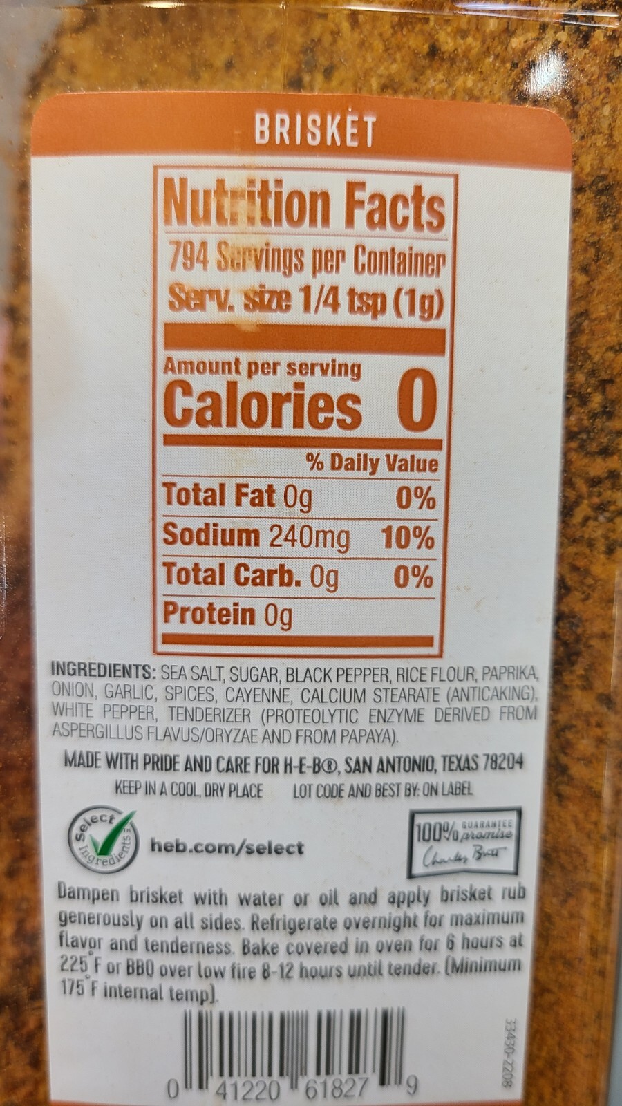 H-E-B HEB Texas Originals Brisket Rub Spice Blend BBQ Texas Size Pack, 28 oz
