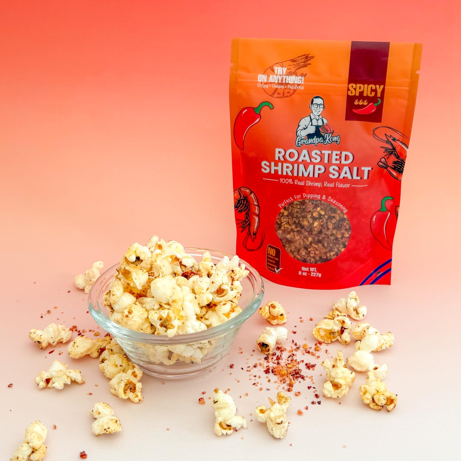 GrandpaKong Roasted Shrimp Salt (SPICY) – Crispy Chili Shrimp Salt Seasoning,…