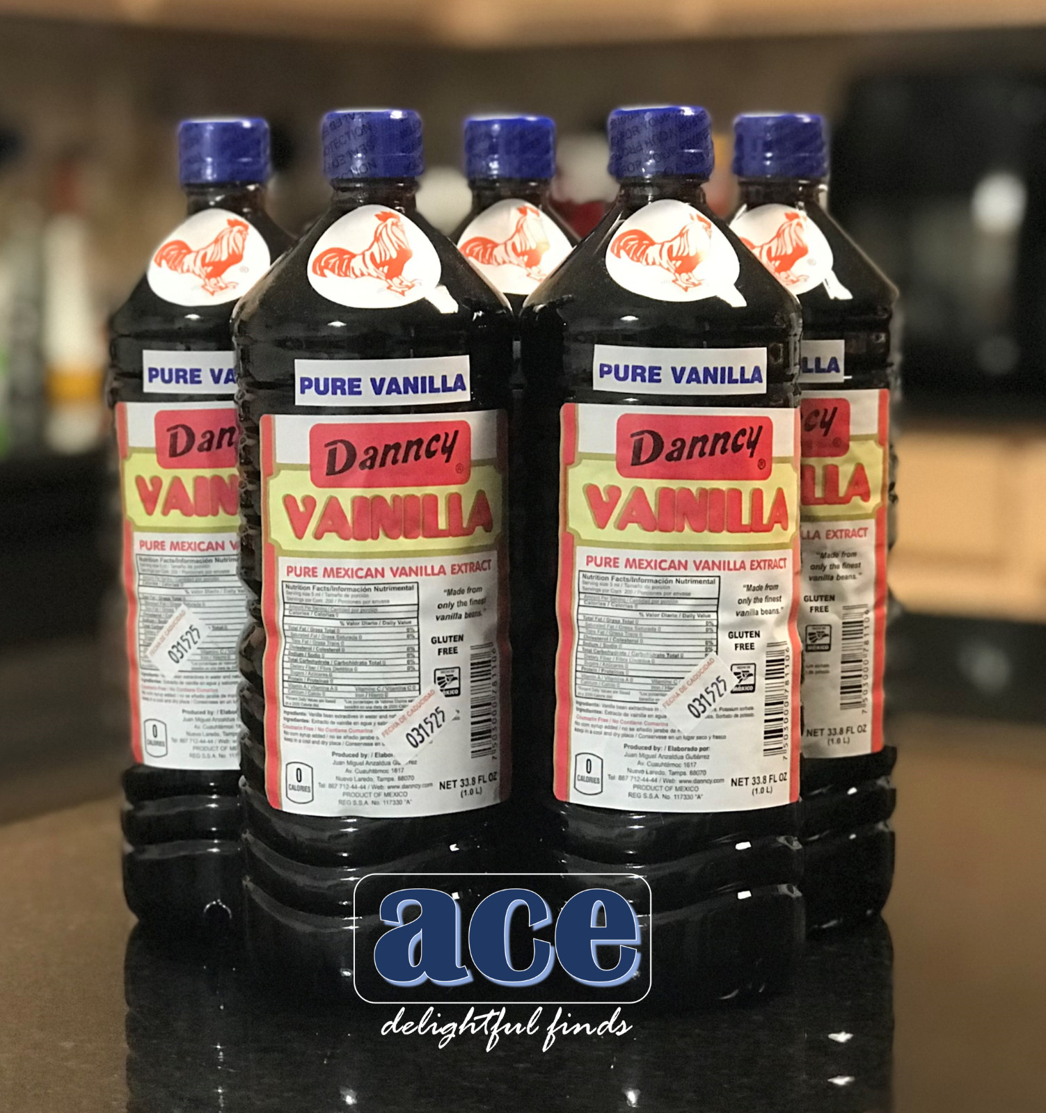 FIve (5) Danncy Pure Mexican Vanilla Extract – Dark Color (1 Liter each)