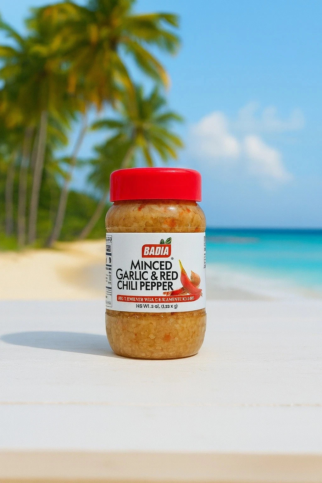 Badia Minced Garlic & Red Chili Pepper 8oz Ajo y Pimienta Picado Spice