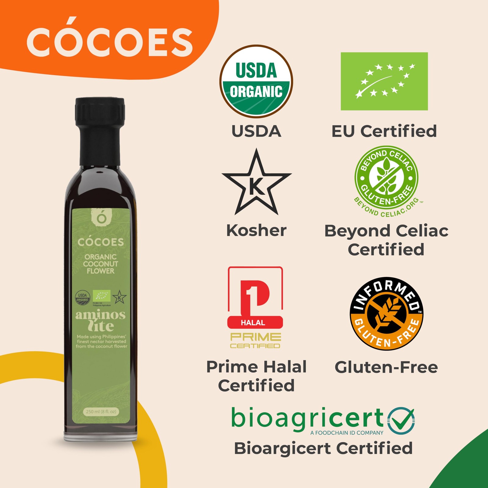 CÓCOES Organic Coconut Aminos Light – Lower Calorie Soy Sauce Alternative, Ma…