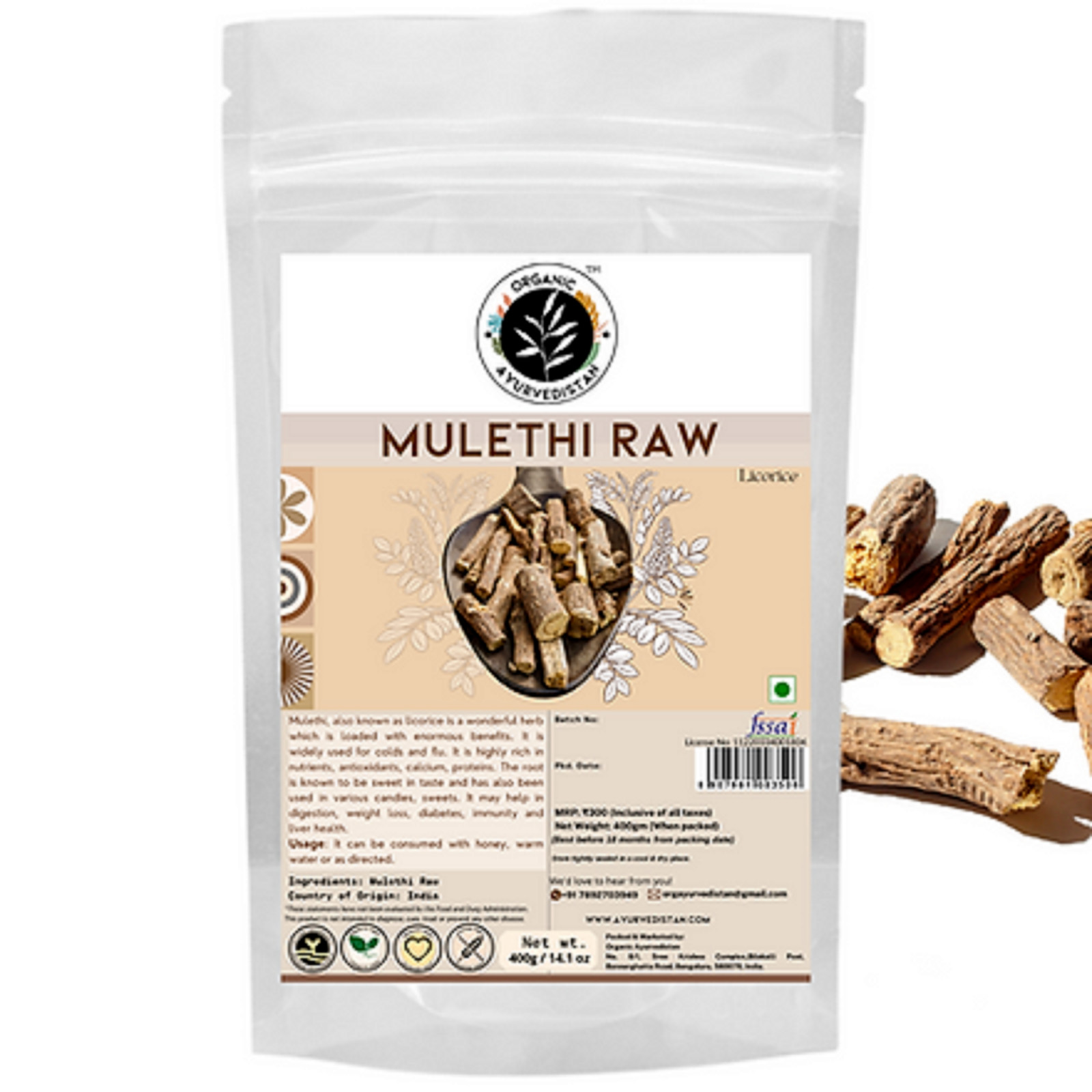 Mulethi / Licorice/ Yashtimadhu Raw Sticks Loaded With Enormous Benefits, 900g