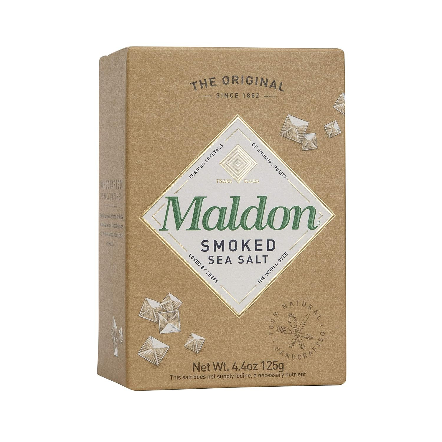 Maldon Salt, Smoked Sea Salt Flakes, 4.4 Oz (125 G), Kosher, Natural, Gently Smo