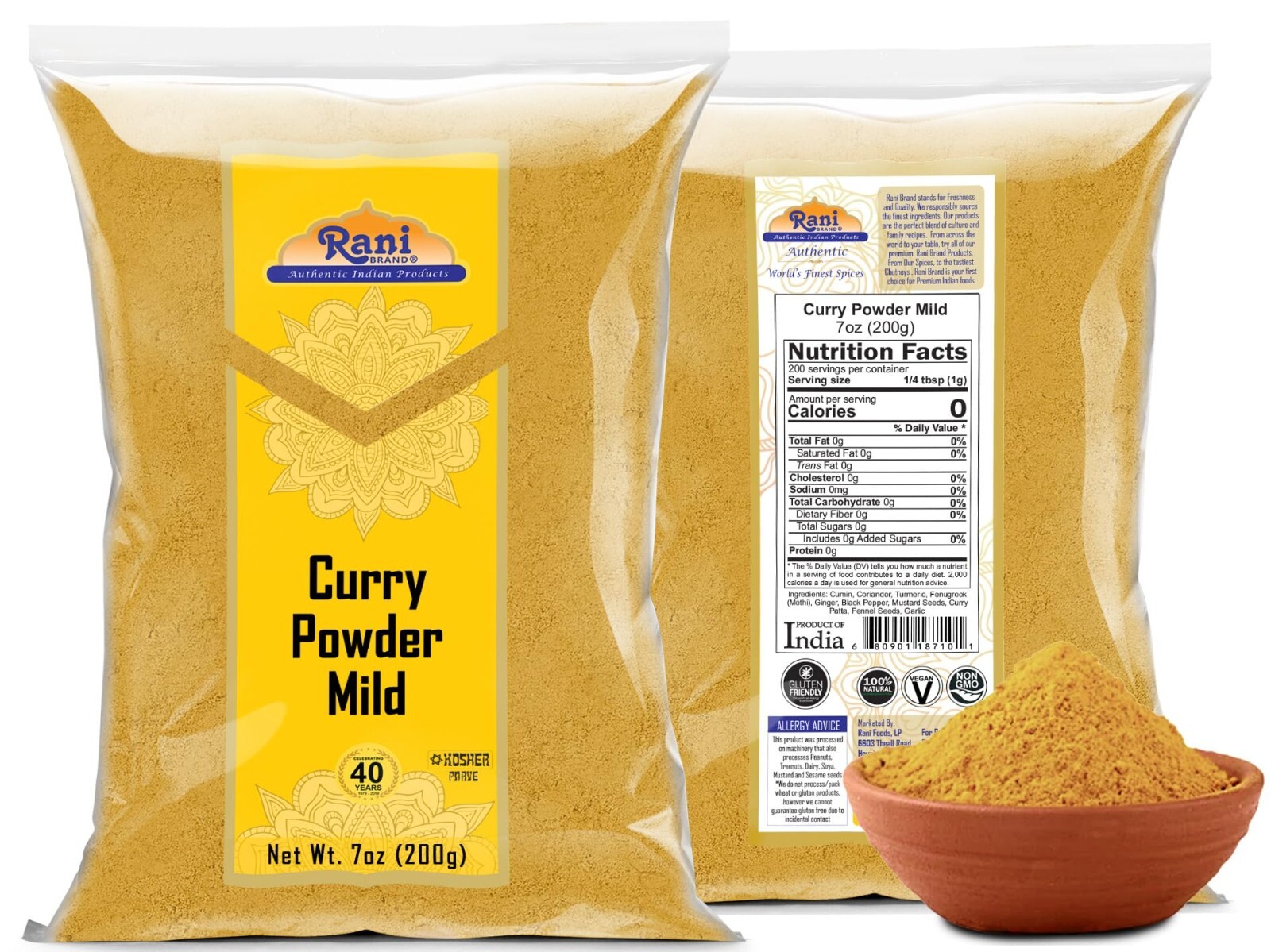 Rani Curry Powder Mild (10-Spice Authentic Indian Blend) 7oz (200g)