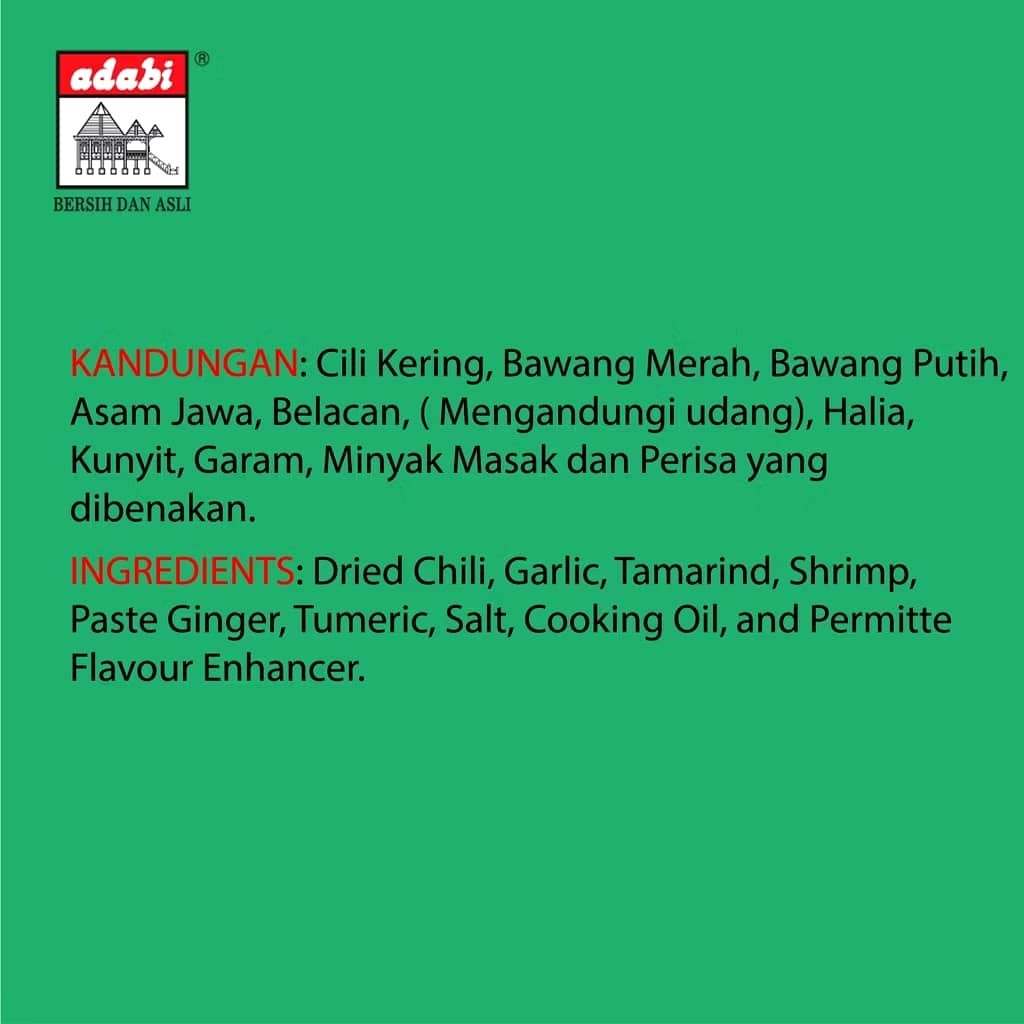 5 Packs X 70G  Adabi Hot & Tangy Paste Asam Pedas Halal FREE SHIPPING