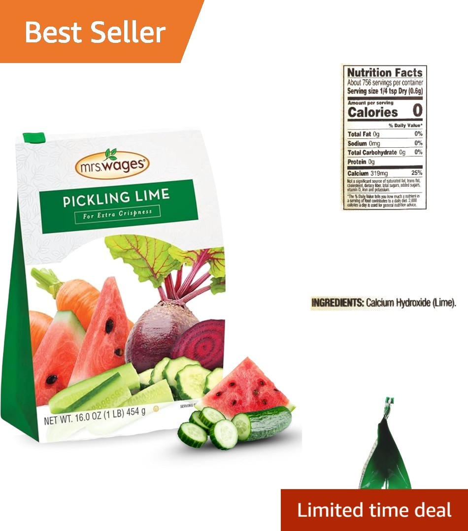 Authentic Pickling Lime – 16 oz Bag for Old-Fashioned Pickle Perfection