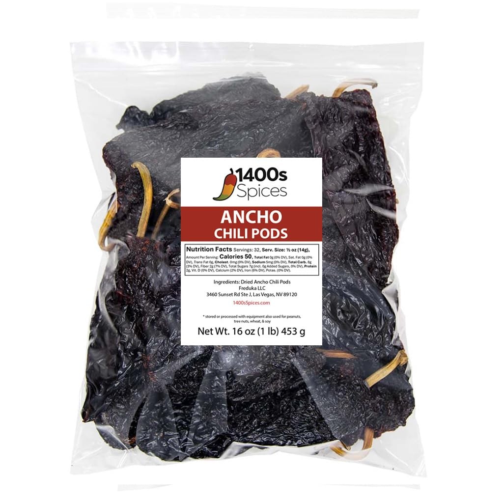 1lb Ancho Chili Dried Peppers, Whole Mexican Peppers, Dry Chile Ancho by