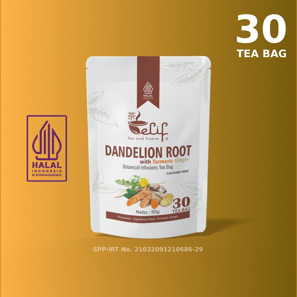 Dandelion Root Turmeric Ginger Tea 70g 30 Tea Bags Herbal Infusion