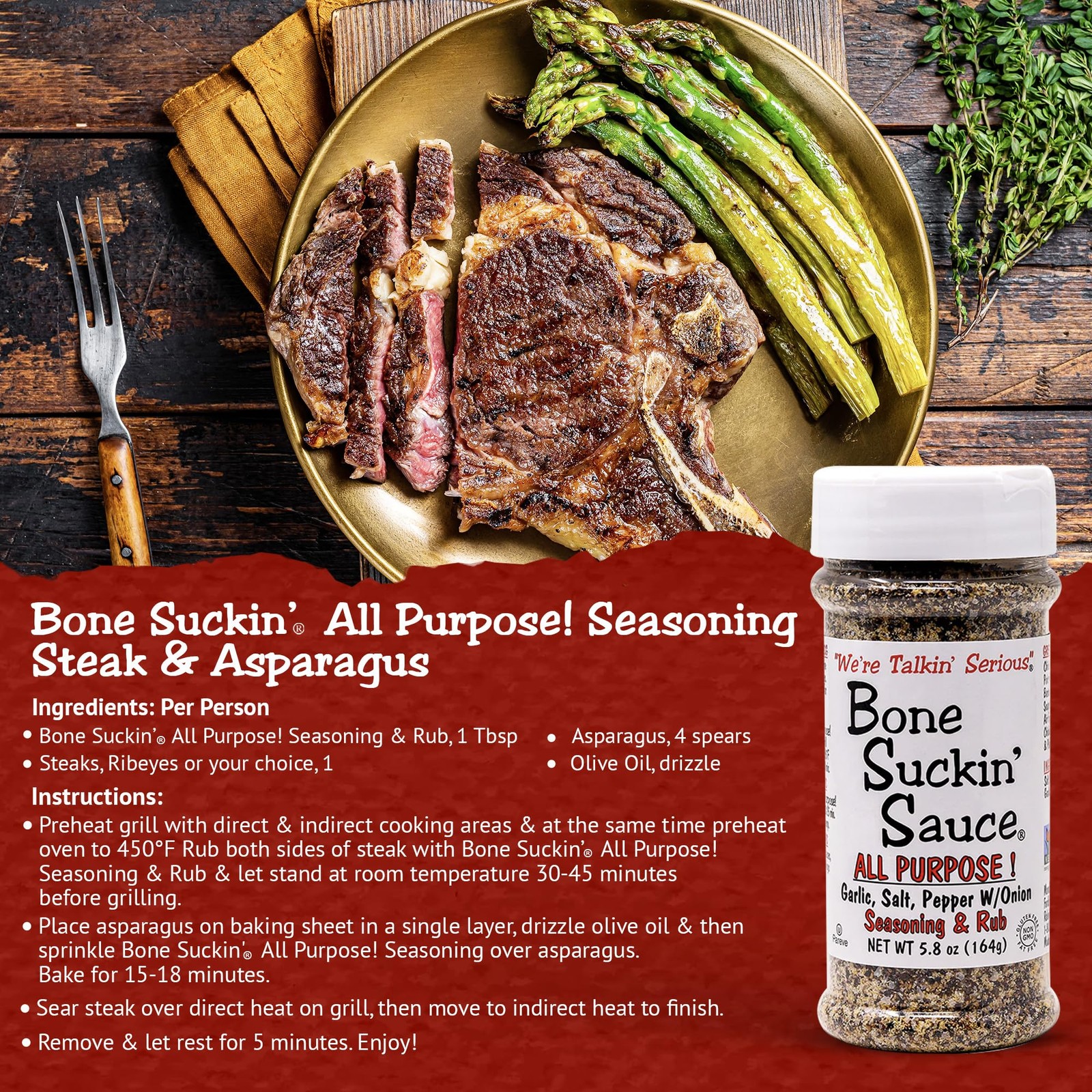 Bone Suckin’ All Purpose Seasoning & Rub, Zero Calorie, 5.8 Ounce (Pack of 1)