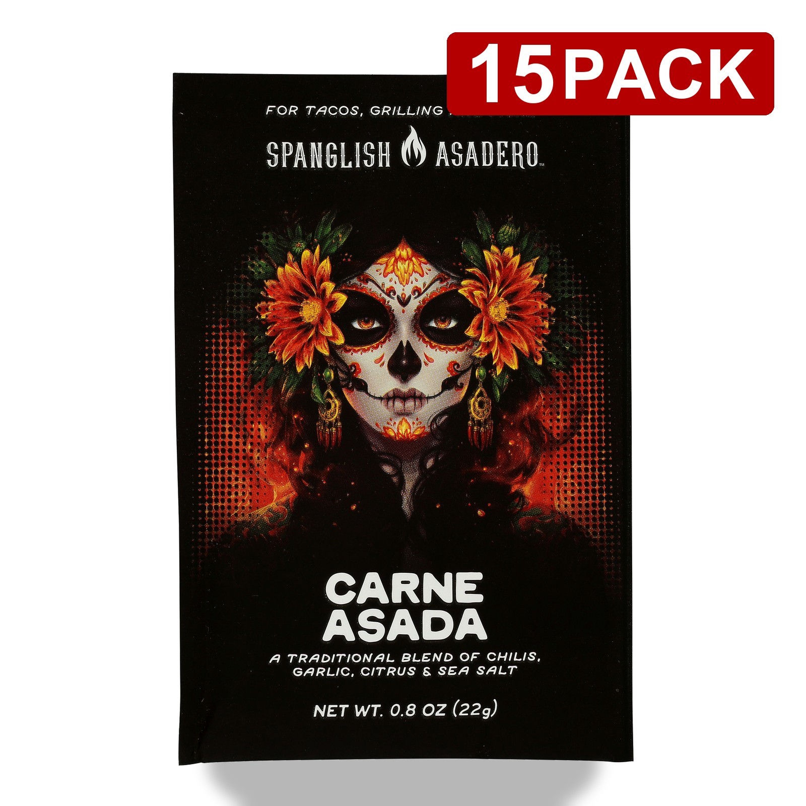 Carne Asada Spice Blend By Spanglish Asadero 0.8 Oz Seasoning 15 Pack