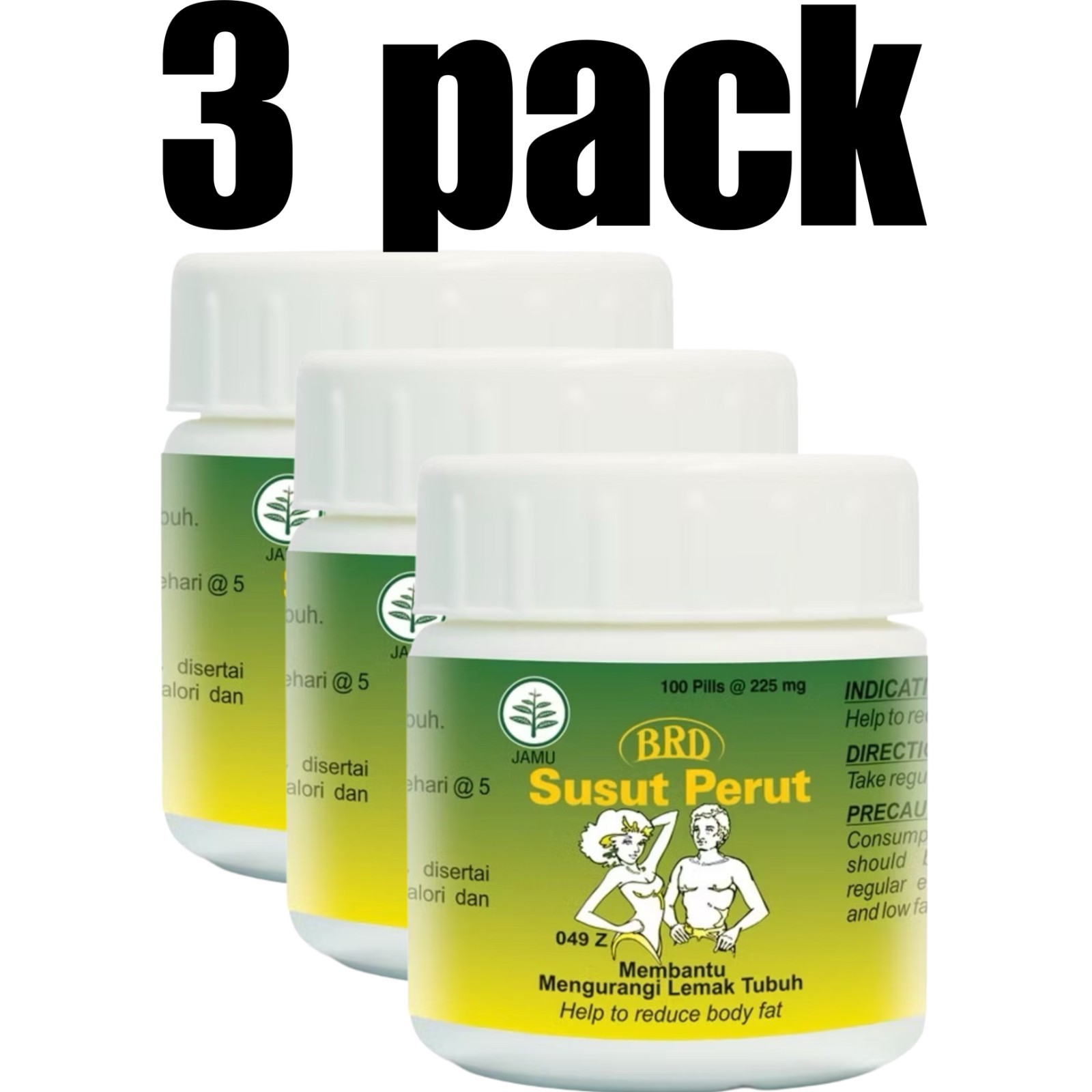 3x Susut Perut 100 Pills Herbs Spices Extract Natural Organic Pure Herbal Health