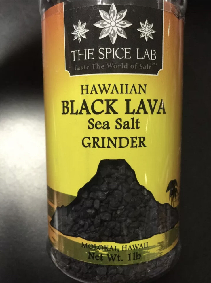 The Spice Lab Hawaiian Black Lava Sea Salt GRINDER – 1lb – Grilling Rubs Roasts