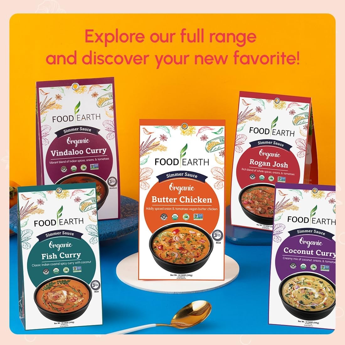 Food Earth Tikka Masala Indian Simmer Sauce Organic Vegan Gluten Free 12 Pack