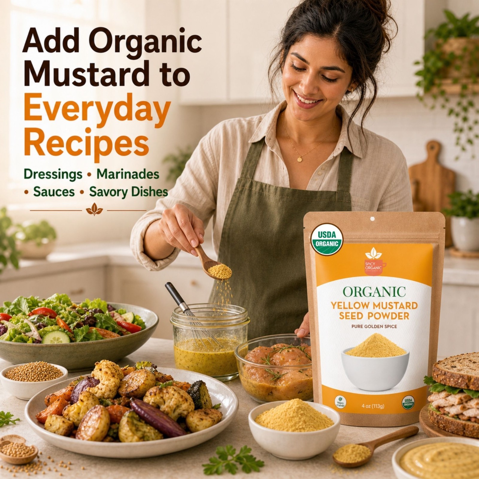 Spicy Organic Yellow Mustard Seeds 8 oz | USDA Organic