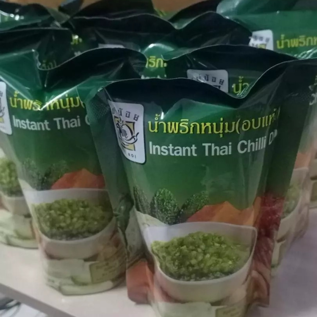 Dried Young Chili Paste Mae Noi Spicy Phrik Sauce Easy Instant Thai 25g x12 Pcs.