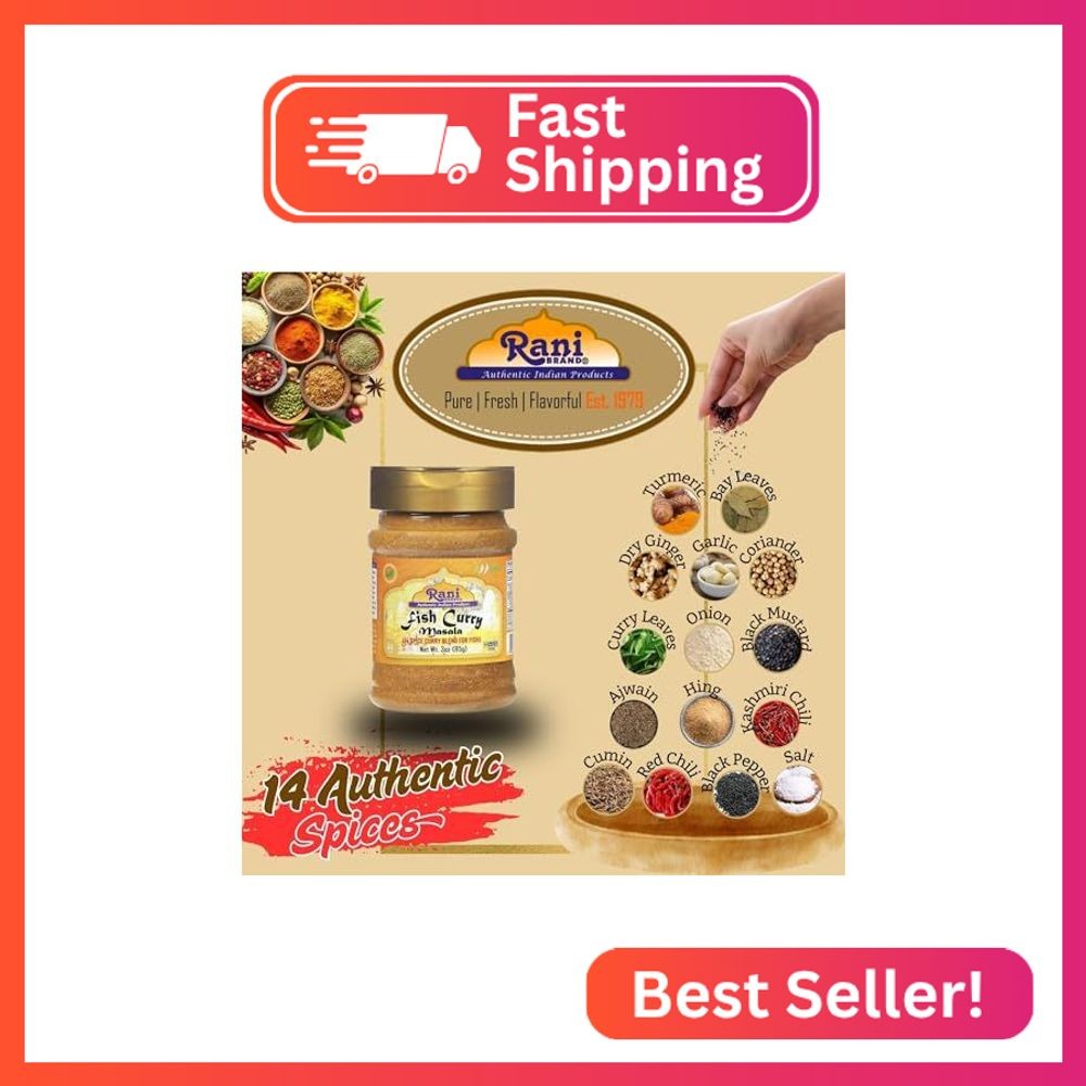Rani Fish Curry Masala (14-Spice Curry Blend for Fish) 3oz (85g) PET Jar, Shaker