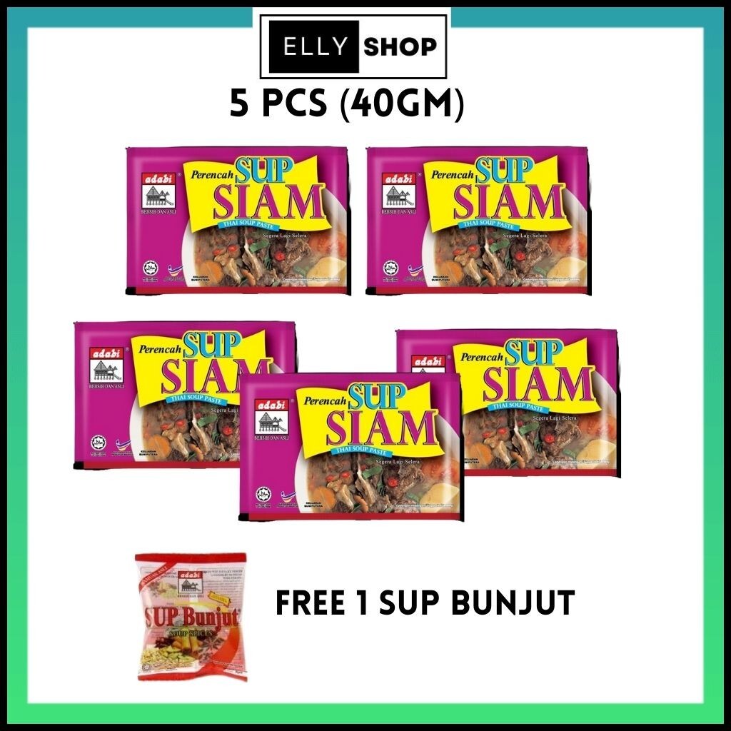 Adabi Thai Soup Paste Easy To Cook 40 gram (5 packs Free 1 Soup Bunjut)