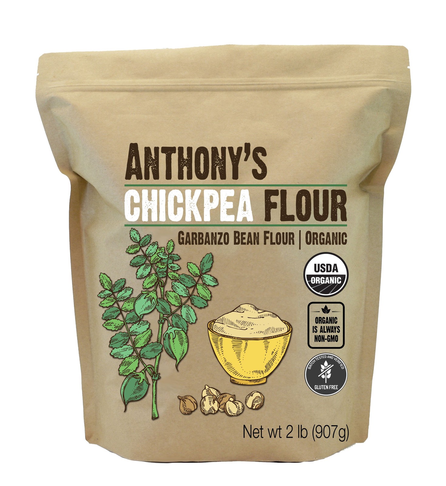 Anthony’s Organic Chickpea Flour, Garbanzo Bean 2 32 Ounce (Pack of 1)